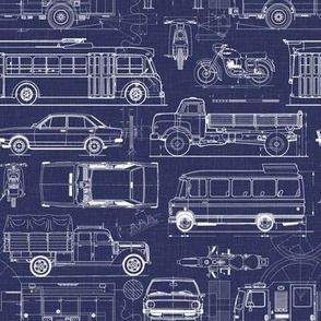 Small Scale / City Traffic Blueprint / Navy Background