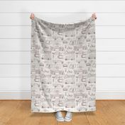 Large Scale / City Traffic Blueprint / Off-White Linen Textured Background