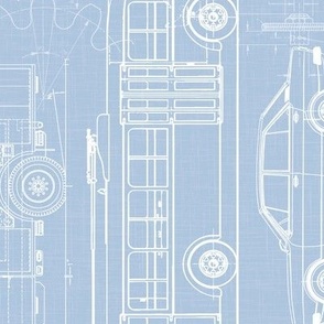 Large Scale / Rotated / City Traffic Blueprint / Sky Linen Textured Background