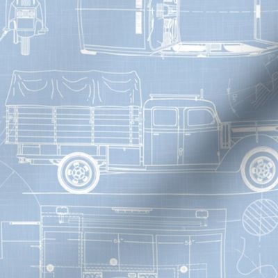 Large Scale / City Traffic Blueprint / Sky Linen Textured Background