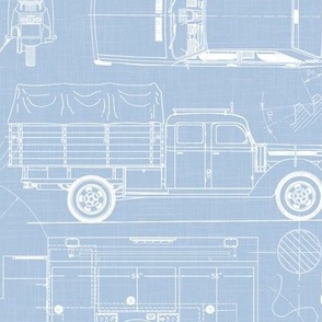 Large Scale / City Traffic Blueprint / Sky Linen Textured Background