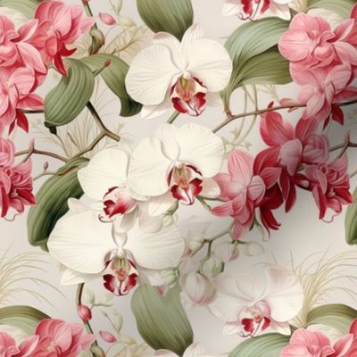 French Orchid Garden #2 in Pink and Ivory
