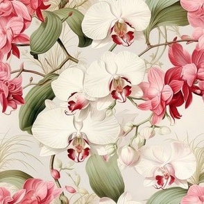 French Orchid Garden #2 in Pink and Ivory