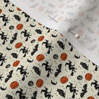 Bats and Jacks ~ Black on cream with orange (smallest scale)
