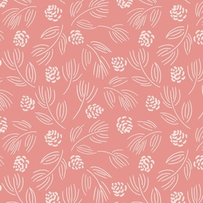 Pine cones and Dry flowers  – cream and pastel pink   // Medium scale