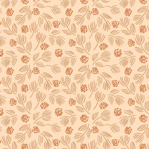 Pine cones and Dry flowers  – terracotta orange and cream  // Small scale