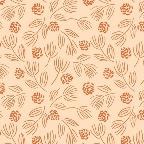 Pine cones and Dry flowers  – terracotta orange and cream  // Medium scale