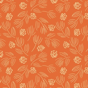 Pine cones and Dry flowers  – cream and terracotta orange   // Medium scale