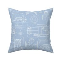 Large Scale / Oldtimer Race Cars Blueprint / Sky Linen Textured Background