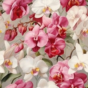 French Orchid Garden #3 in Candy Pink and Ivory