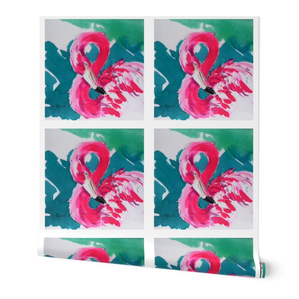 Flaming Flamingo Pillow Panel