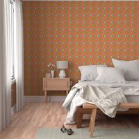 Green Patchwork on Orange Background