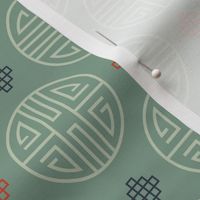 (M) Asian ornaments dots celadon