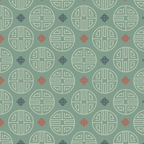 (L) Asian ornaments dots celadon