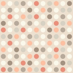 Polka dots // small scale 0001 E // multicolored dots scattered regular polka dots brown beige gray peach colour orange white