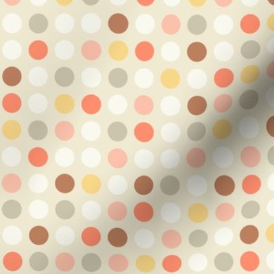 Polka dots // small scale 0001 D // multicolored dots scattered regular polka dots brown beige gray yellow orange white