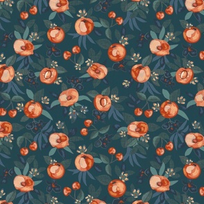 Teal Fruit Floral 