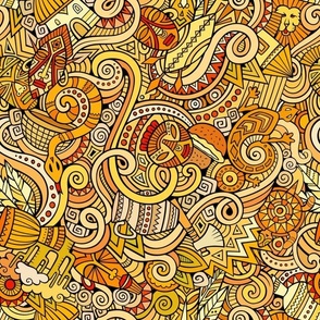 Africa doodle cartoon pattern