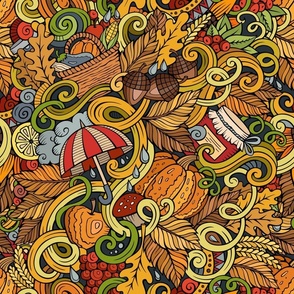 Autumn doodle pattern