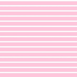 Pastel Pink Stripes (Horizontal) in Pastel Pink and White - Medium - Light Pink Stripes, Candy Stripes, Pastel Easter Stripes
