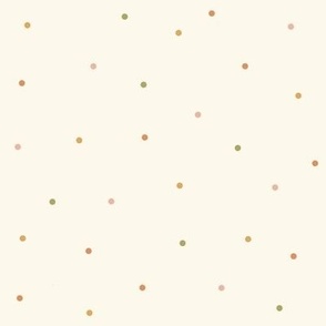 Scattered Polka Dots  - Cream and Rainbow - Small Scale