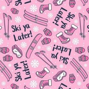 Small-Medium Scale Ski Ya Later! Winter Skiing in Pink and Navy