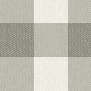 Twill Textured Gingham Check Plaid (3" squares) - Antique Pewter Gray and Dove White  (TBS197)