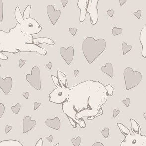 Love Bunnies - Light Grey - Large Scale