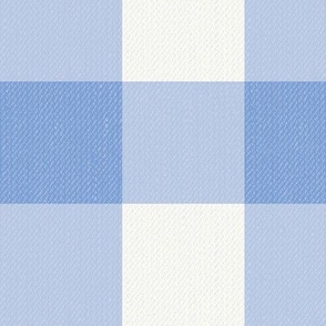 Twill Textured Gingham Check Plaid (3" squares) - Cornflower Blue and Simply White  (TBS197)