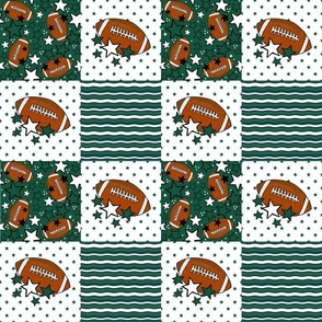 Smaller Patchwork 3" Squares Team Spirit Football in New York Jets Gotham Green Black and White for Cheater Quilt or Blanket