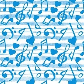 Large Scale Heart Music Love Notes in Blue