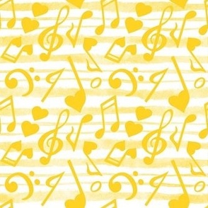 Large Scale Heart Music Love Notes in Yellow