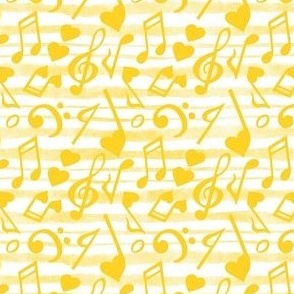 Medium Scale Heart Music Love Notes in Yellow