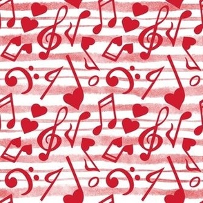 Large Scale Heart Music Love Notes in Red