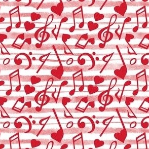 Medium Scale Heart Music Love Notes in Red