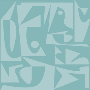 turquoise shapes abstract modern art geometric bauhaus jumbo scale