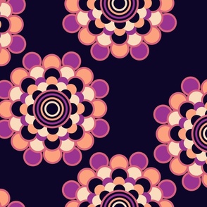 Geometric Chrysanthemum (27") - cream, orange, pink, purple (ST2023GC)