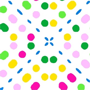 Dotty Diamonds Spring Colors Abstract Geometric Flowers Quilt Big Polka Dot Circles Retro Modern Scandi Style Pattern