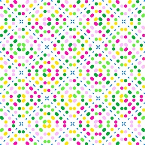 Dotty Diamonds Spring Colors Abstract Geometric Flowers Quilt Polka Dot Circles Retro Modern Scandi Style Pattern