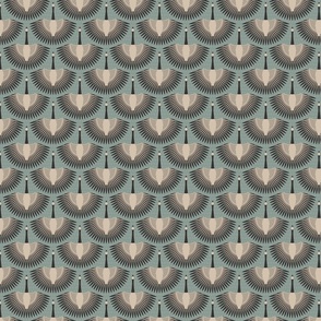 Flying Art Deco Geese (Teal) (Small)