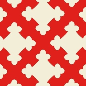 Foursquare Silhouette // large print // Carousel Cream Motifs on Funhouse Red