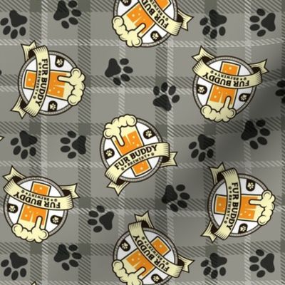 Fur Buddy - Fur Buddy Brewery - Beer Drinking Buddy - Dog Bandana - Grey