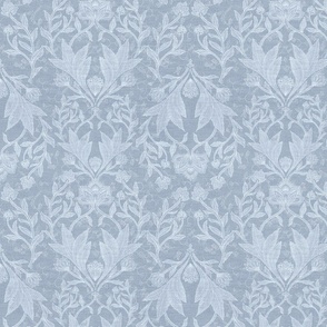 William Morris Tribute - Victorian floral damask and leaves_Classic  Old Blue