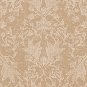 William Morris Tribute - Victorian floral damask and leaves_Warm Yellow