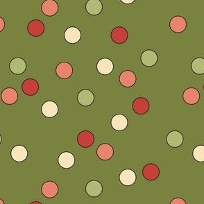 small // retro christmas polka dots on green
