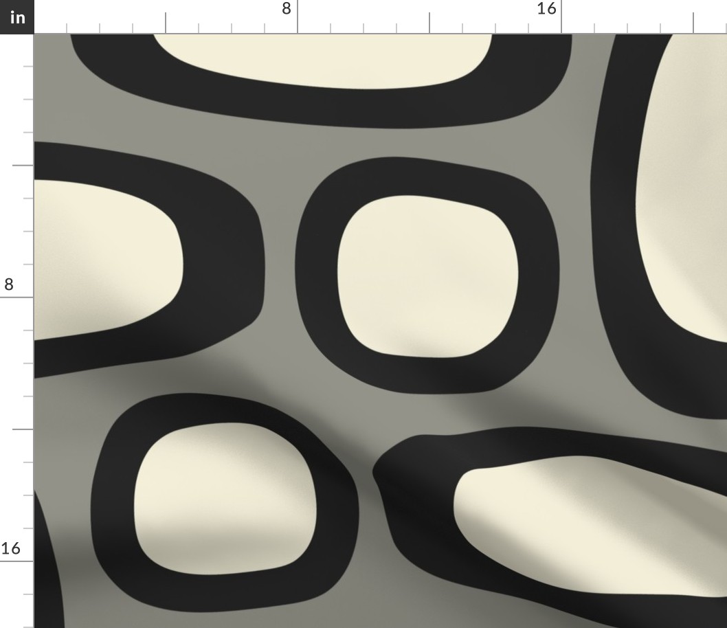 Lava Quadrilaterals // jumbo print // Pearl White Retro Shapes on Smoky Spotlight