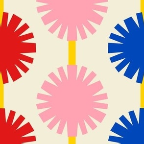 Pom Pom Stripes // x-large print // Multicolored Shapes on Carousel Cream