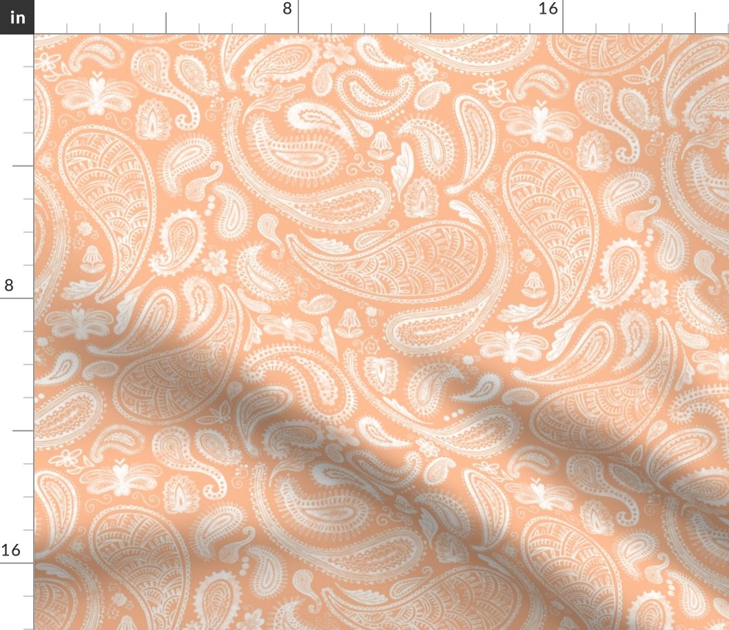 Peach Fuzz Paisley, 2024 Color of the Year