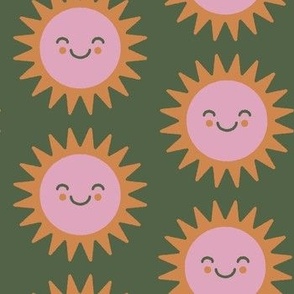 Happy Sun in pink and green, Sunshine Motif, Kids Bedroom