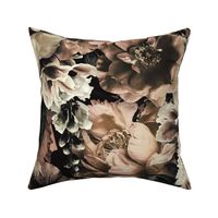 Floral Baroque Opulence Romantic Elegant Ivory Beige Flowers Large Scale